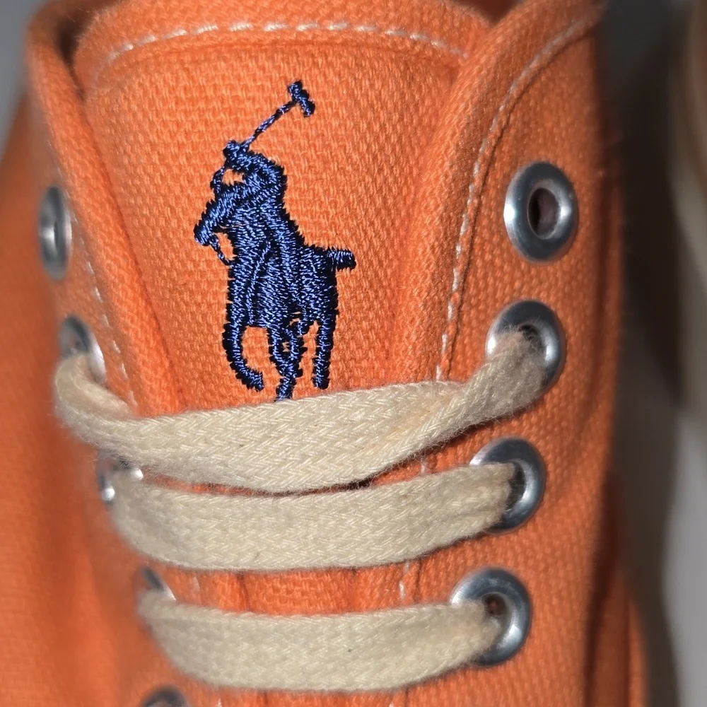 Vintage Polo by Ralph Lauren Men's Orange Canvas Sneakers Size 9.5